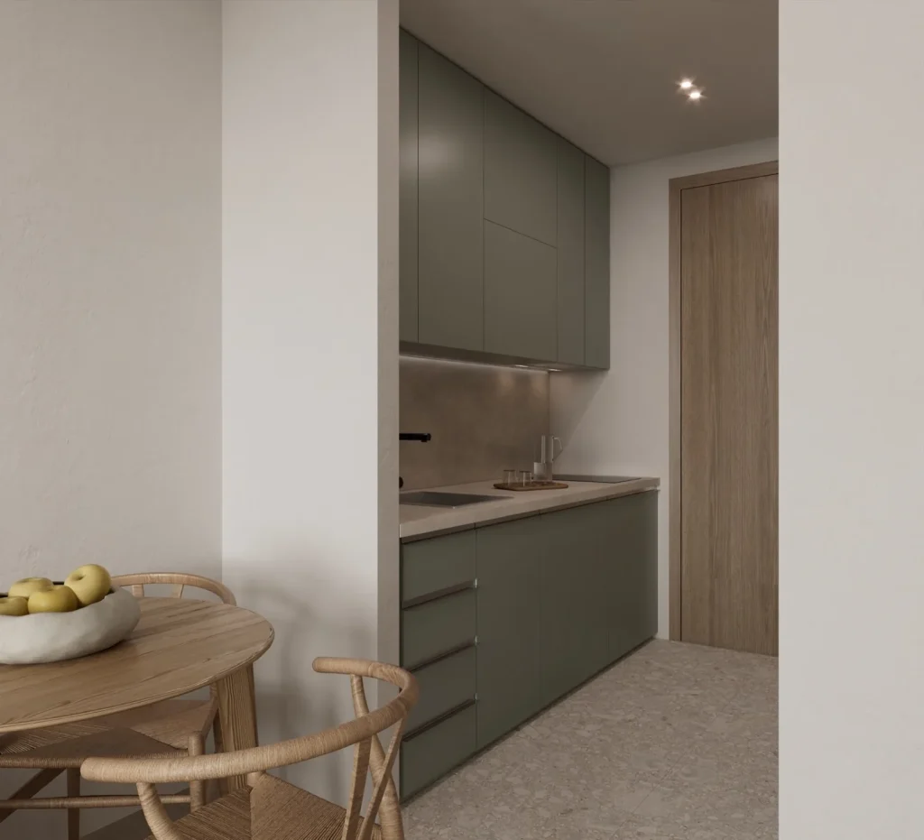 MARĒ one-bedroom seaside residence interior, Eretria